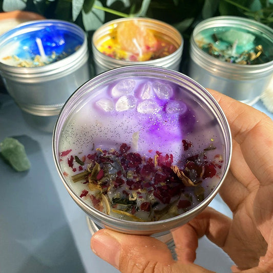 Dried Flower Crystal Color Sequins Aromatherapy Candle