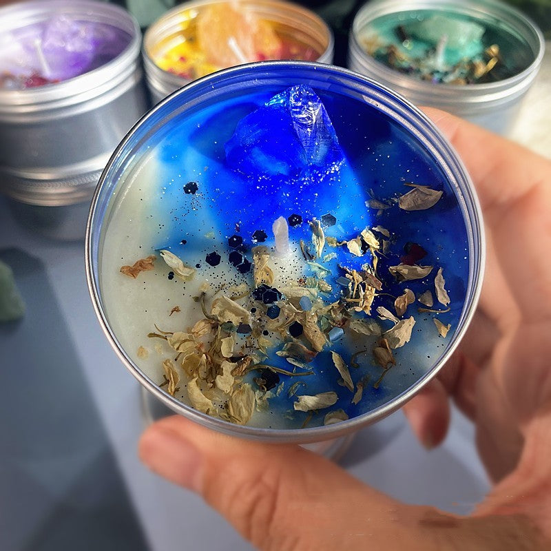 Dried Flower Crystal Color Sequins Aromatherapy Candle
