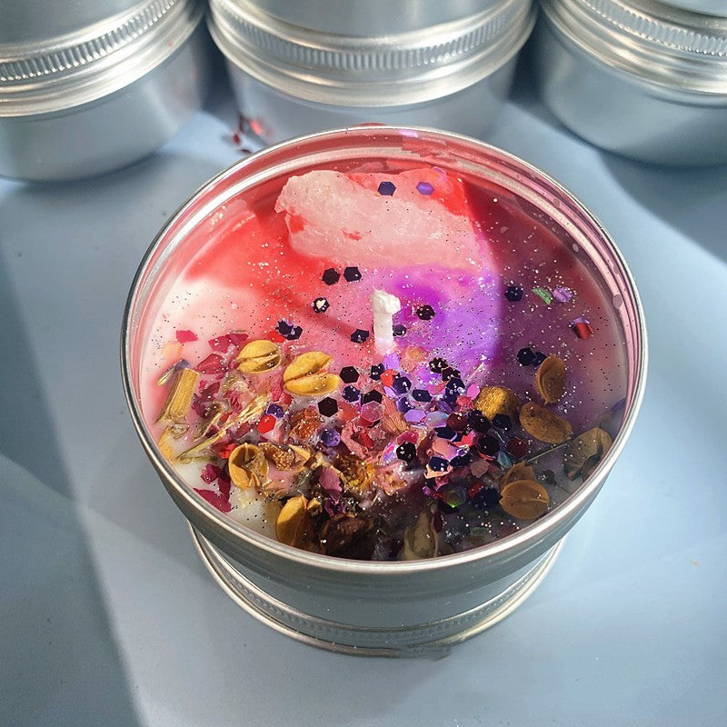 Dried Flower Crystal Color Sequins Aromatherapy Candle